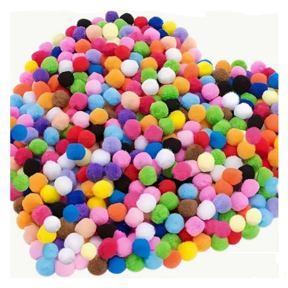 NWT 100pcs .6-inch Colored Soft Puff Balls Pom Poms Plush Balls Crafting Craft